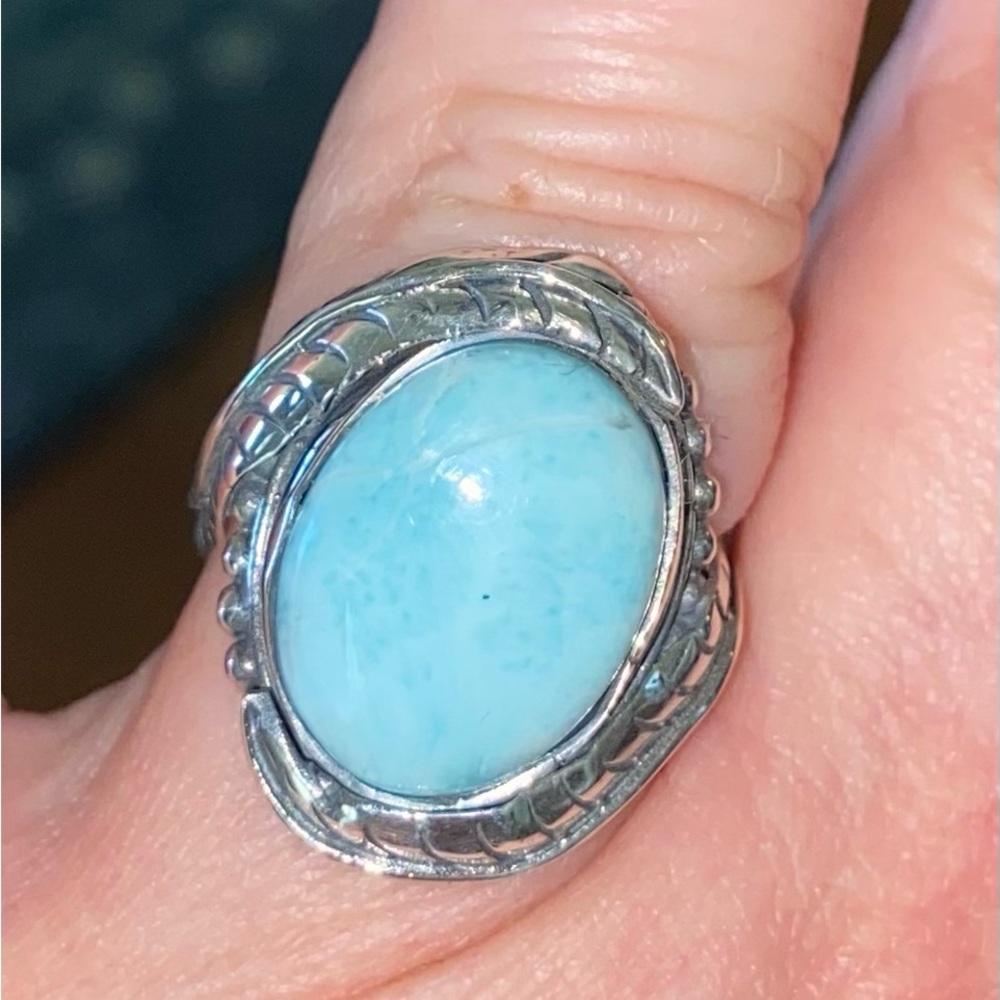 NWT Larimar Ring in .925 Sterling Silver Made in Bali! - Picture 6 of 10